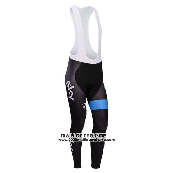2014 Maillot Ciclismo Sky Champion Regno Unito Blanc Manches Longues et Cuissard